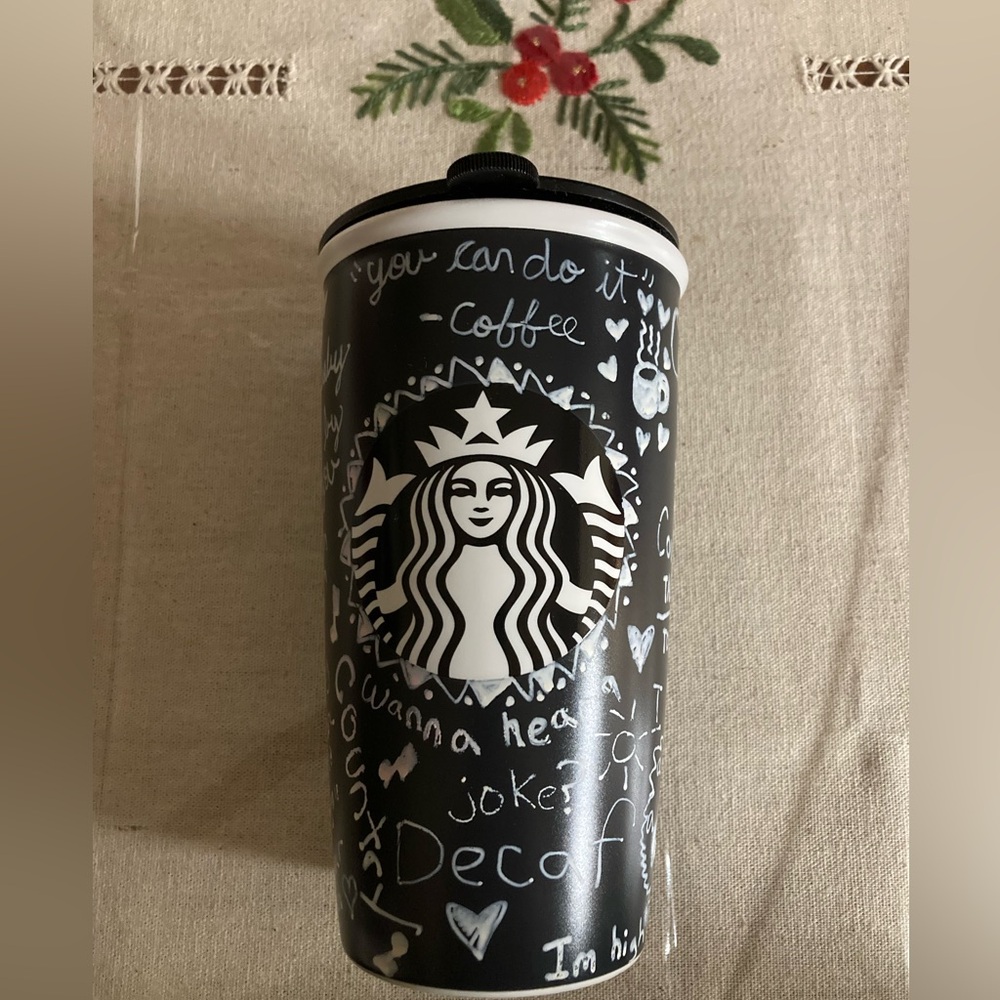 Starbucks Black and White Motivational Tumbler